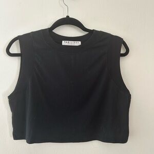 Tan Lines by Sivan Ayla. Summerland Cropped Cotton Tee Black Size Small